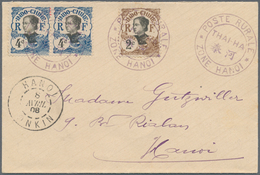 Französisch-Indochina: 1908. Envelope Addressed To Hanoi Bearing Indo-China SG 52, 2c Brown And SG 5 - Briefe U. Dokumente