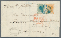 Hongkong - Treaty Ports: Shanghai, 1863/65, QV 8 C. Orange And 24 C. Light Green Tied Blue "S1" To E - Other & Unclassified