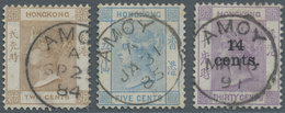 Hongkong - Treaty Ports: 1863/91. Queen Victoria SG 8, 2c Brown, SG 8, 5c Blue And SG 44, 14c On 30c - Other & Unclassified