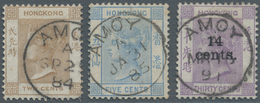 Hongkong - Treaty Ports: 1863/91. Queen Victoria SG 8, 2c Brown, SG 8, 5c Blue And SG 44, 14c On 30c - Altri & Non Classificati