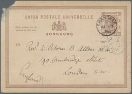 Hongkong - Treaty Ports: 1888. Hong Kong Postal Stationery Card Three Cents Brown Cancelled By Shang - Other & Unclassified
