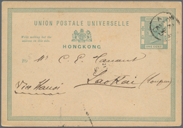 Hongkong - Treaty Ports: 1889. Hong Kong Postal Stationery Card 'one Cent' Green Cancelled By Canton - Other & Unclassified