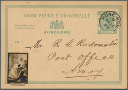 Hongkong - Treaty Ports: 1899. Postal Stationery Card 1c Green Cancelled By Hong Kong Date Stamp Add - Andere & Zonder Classificatie