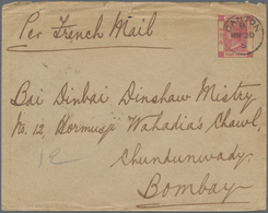 Hongkong - Treaty Ports: 1905. Postal Stationery Envelope (tear At Top) 4 Cents Carmine/buff Cancell - Other & Unclassified