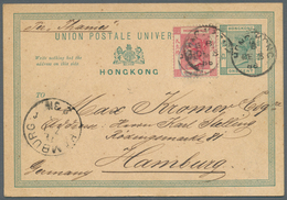 Hongkong - Ganzsachen: 1888, Card QV 1 C. Uprated QV 2 C. Rose (this With Blue Oval Framed Security - Enteros Postales