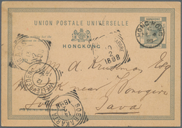 Hongkong - Ganzsachen: 1898. Hong Kong Postal Stationery Card 'four Cents' Grey Cancelled By Hong Ko - Postal Stationery