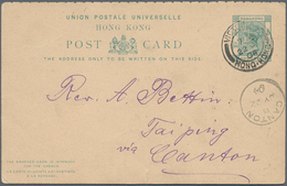 Hongkong - Ganzsachen: 1904/12, Card QV 1 C. Question Part, Canc. "VICTORIA 22 JY 04" To Taiping Via - Interi Postali