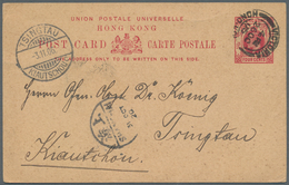 Hongkong - Ganzsachen: 1906, UPU Card KEVII 4 C. Canc. "VICTORIA HONG KONG 26 OC 05" To German Lease - Postwaardestukken