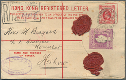 Hongkong - Ganzsachen: 1912, Registration Envelope KEVII 10 C. Uprated KEVII 4 C. Canc. "REGISTERED - Postal Stationery