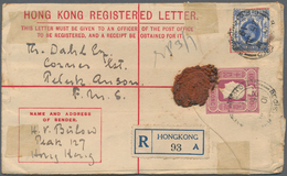 Hongkong - Ganzsachen: 1919, Registration Envelope KGV10 C. Uprated KGV 10 C. Tied "REGISTERED HONG - Postal Stationery