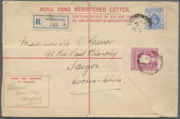 Hongkong - Ganzsachen: 1921. Registered KG V Postal Stationery Envelope (shortened At Left) 10c Viol - Postwaardestukken