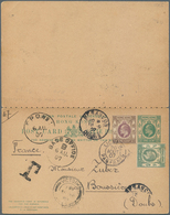 Hongkong - Besonderheiten: 1907. Hong Kong Postal Stationery Double Reply Card 1c Green Upgraded Wit - Other & Unclassified