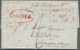 Indien - Vorphilatelie: 1842. Stamp-less Folded Letter Envelope Addressed To Londonderry, Ireland Ca - ...-1852 Préphilatélie