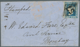 Indien: 1856. Envelope Addressed To Bombay Bearing SG 2, Half Anna Blue Tied By '57' In Diamond With - 1852 Provinz Von Sind
