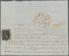 Indien: 1855 District Post Puttoocotah: Folded Cover Franke By 1854 ½a. Deep Blue, Die I, Wide Margi - 1852 Provincia De Sind