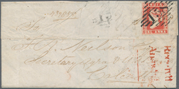 Indien: 1854 Lithographed 1a. Red, Early Stage Of Die I, Used On Folded Letter (part Inside Missing) - 1852 Sind Province