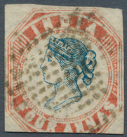 Indien: 1854 Lithographed 4a. Blue & Red, 2nd Printing, Sheet Pos.7, Used And Cancelled By Diamond O - 1852 Provincia De Sind