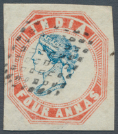 Indien: 1854-55 Lithographed 4a. Blue & Red, 4th Printing, Sheet Pos.6, Wmk Reversed, Used And Cance - 1852 Provincia Di Sind