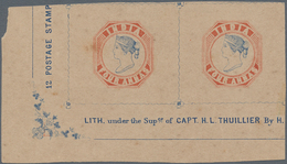 Indien: 1854/1894 Bottom Left Corner Pair Of A 1894 Reprint Of The 4a. Vermilion & Pale Blue, Using - 1852 District De Scinde