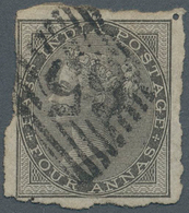 Indien: 1856-64 4a. Black, IMPERFORATED, Used At Jaulna P.O. And Cancelled By Numeral "65" In Diamon - 1852 Sind Province