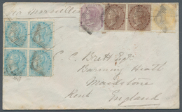 Indien: 1864 Cover From Ahmednuggur To Maidstone, England Via Bombay And 'via Marseilles', Franked B - 1852 Sind Province