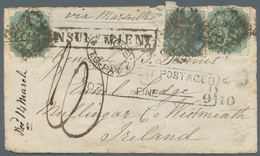 Indien: 1870. Envelope Addressed To Ireland Bearing SG 54, 4a Blue And SG 69, 4a Green (2) Tied By ' - 1852 Provincie Sind