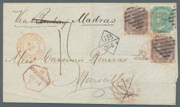 Indien: 1871. Envelope Addressed To France Bearing SG 53, 8p Mauve (2) And SG 64, 4a Green Tied By B - 1852 Provincia Di Sind