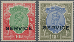 Indien - Dienstmarken: 1912-23 KGV. 10r. And 15r., Wmk Single Star, EXPERIMENTAL PRINTING With SHINY - Francobolli Di Servizio