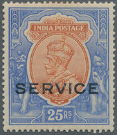 Indien - Dienstmarken: 1912-23 KGV. 25r. Orange & Blue, Wmk Single Star, Surcharged "SERVICE", Mint - Official Stamps