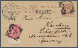 Indien - Used Abroad: ADEN 1895, Postal Stationery Card ¼a. Brown, Upgraded By Bottom Marginal Singl - Otros & Sin Clasificación