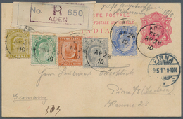 Indien - Used Abroad: ADEN 1910: Indian Postal Stationery Card KEVII. 1a. Used REGISTERED From ADEN - Other & Unclassified