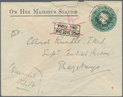 Indien - Used Abroad: Burma 1902. Indian Official Postal Stationery Envelope 'half Anna ' Green (rou - Autres & Non Classés