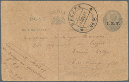 Indien - Feldpost: 1917. Indian Postal Stationery Card 'quarter Annas' Grey Overprinted 'I.E.F.' Wri - Franquicia Militar