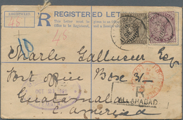 Indien - Ganzsachen: 1895, Uprated Registered Stationery Envelope From "ALLAHABAD 11 SE 95" Via "SEA - Unclassified