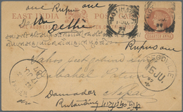 Indien - Ganzsachen: 1897. Indian Postal Stationery Card 'quarter Anna' Brown Cancelled By Motihalf - Ohne Zuordnung