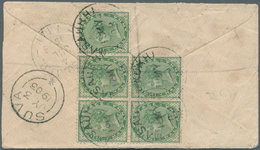 Indien - Ganzsachen: 1903. Registered Postat Stationery Envelope 'half Anna' Green Upgraded With Ind - Unclassified