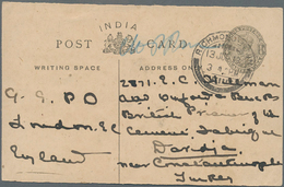 Indien - Ganzsachen: 1918 Postal Stationery Card KGV. ¼a. Grey, The Scarce Issue With Less Curved "I - Sin Clasificación