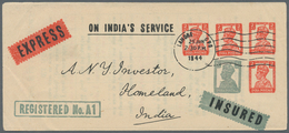 Indien - Ganzsachen: 1944 Officially Printed Folded (advertising) Sheet Showing FIVE Printed KGVI. S - Unclassified