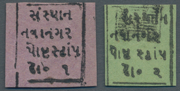 Indien - Konventionalstaaten: NAWANAGAR: 1880, 1 Doc. Black On Lilac With Thick Frame Lines, Design - Other & Unclassified