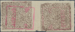 Indien - Feudalstaaten: RAJASTHAN: 1948, Kishangarh 1a. Brown-lilac Vertical TETE-BECHE Pair With Re - Autres & Non Classés