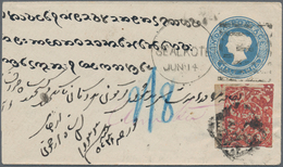 Indien - Feudalstaaten: 1878 Ca., India, 1/2 A Blue QV Pse With Duplex SEALKOTE, JUN 14, Uprated Wit - Altri & Non Classificati