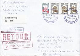 Delcampe - Venezuela 2000 Caracas Returned Handstamp St Petersburg Russia Registered Cover - Venezuela