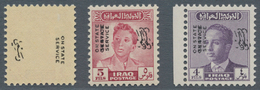 Irak: 1948-60 OVERPRINT VARIETIES: Seven Stamps Showing Various Varieties Of Their Overprint, With 1 - Irak