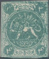 Iran: 1870, Baqeri Issue, 4ch. Bluish Green, Type II On Thick Wove Paper, Touched To Narrow Margins, - Irán