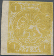Iran: 1875, 1kr. Yellow, Type C, Not Issued, Fresh Colour, Touched To Wide Margins, Slight Creasing, - Iran