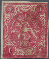 Iran: 1876, Lion Issue, 1kr. Carmine, Type D On Laid Paper, Fresh Colour, Touched To Full Margins, T - Iran