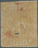 Iran: 1876, Lion Issue, 4kr. Yellow On Laid Paper, Type C, Slight Imperfections, Unused No Gum With - Iran
