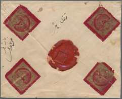 Iran: 1896, Lion Labels : Petition Cover To Isfahan Addressed To Prince Massoud Mirza Zell-ol-Soltan - Iran