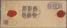 Iran: 1904, 6 Ch. On 10 Ch. Brown Block Of Six Showing Shifted Overprint On Registered Cover From BO - Iran