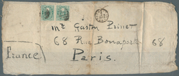 Japan: 1888. Rice Paper Wrapper Addressed To Gaston Pinet, Paris Bearing 'Koban' SG 82, 4s Green (pa - Other & Unclassified